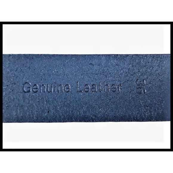 Timberland Genuine Leather Casual Belt Matte Black Square Silver Metal Buckle 36 - Picture 9 of 11